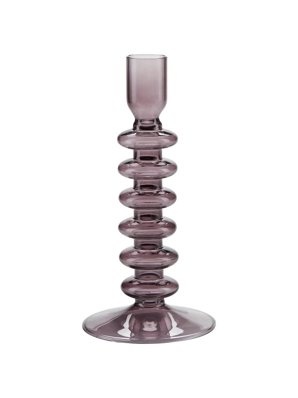 Glas-Kerzenhalter Wave in Lila, Glas, Lila, transparent, Ø 9 x H 19 cm