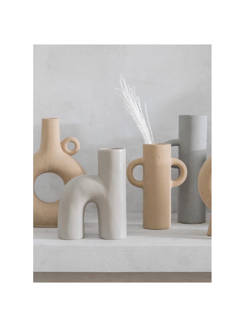 Design-Vase Ovie in organischer Form, H 20 cm, Dolomitstein, Hellgrau, B 15 x H 20 cm