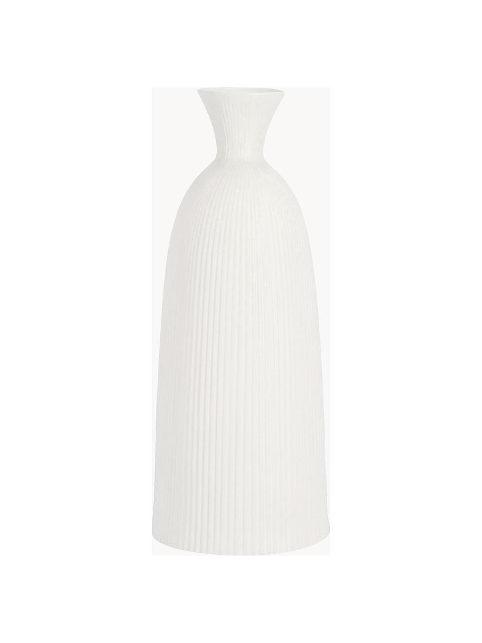 Keramik Design-Vase Striped, H 57 cm, Keramik, Weiß, Ø 23 x H 57 cm