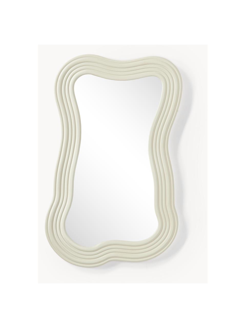 Specchio da parete con cornice ondulata Cosimo, Struttura: pannello di fibra a media, Superficie dello specchio: vetro a specchio Questo p, Beige chiaro, Larg. 50 x Alt. 80 cm