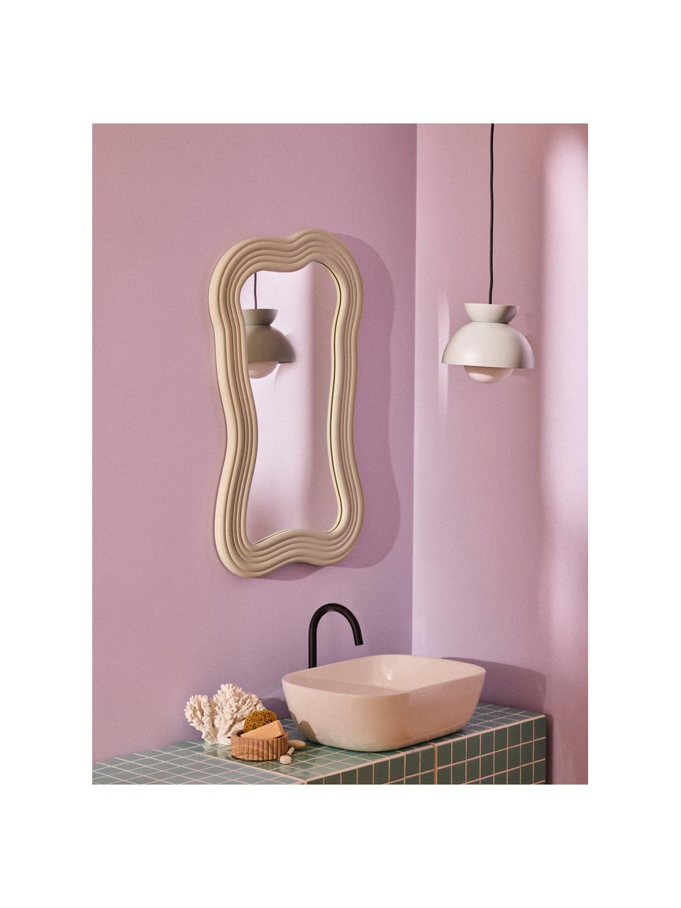 Specchio da parete con cornice ondulata Cosimo, Struttura: pannello di fibra a media, Superficie dello specchio: vetro a specchio Questo p, Beige chiaro, Larg. 50 x Alt. 80 cm