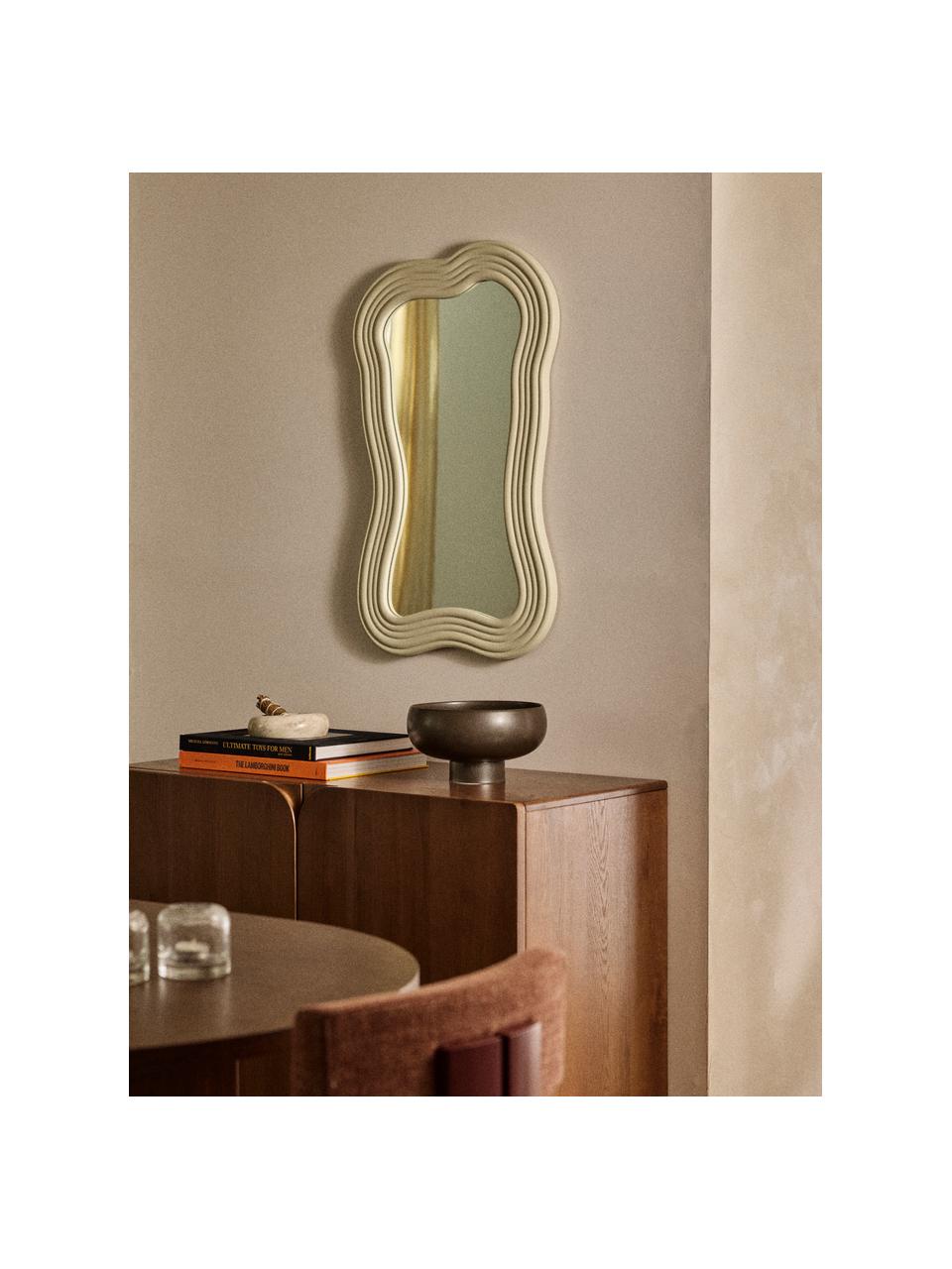 Miroir mural avec cadre ondulé Cosimo, Beige clair, larg. 50 x haut. 80 cm