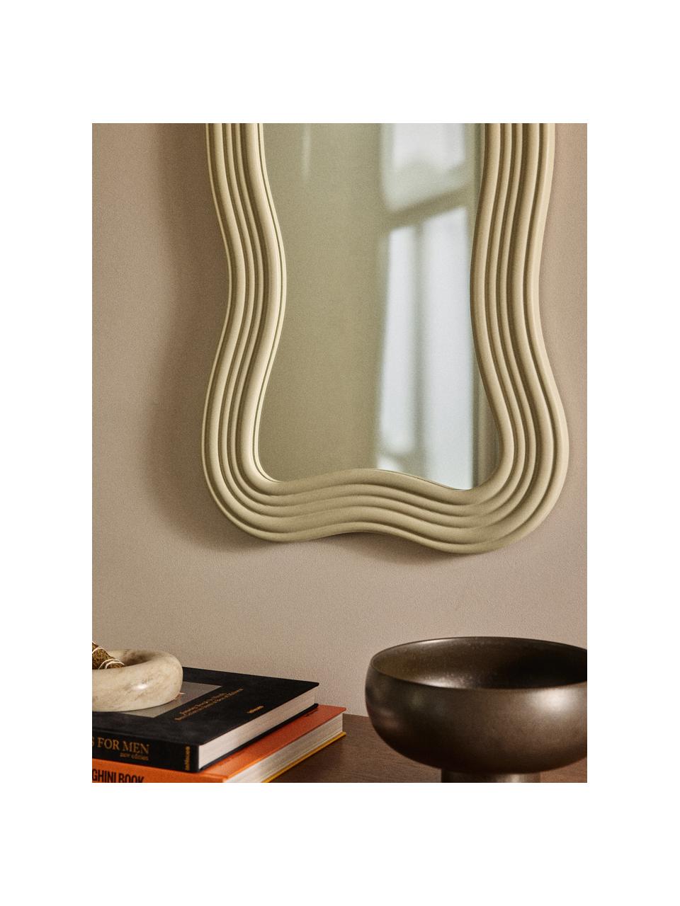 Miroir mural avec cadre ondulé Cosimo, Beige clair, larg. 50 x haut. 80 cm