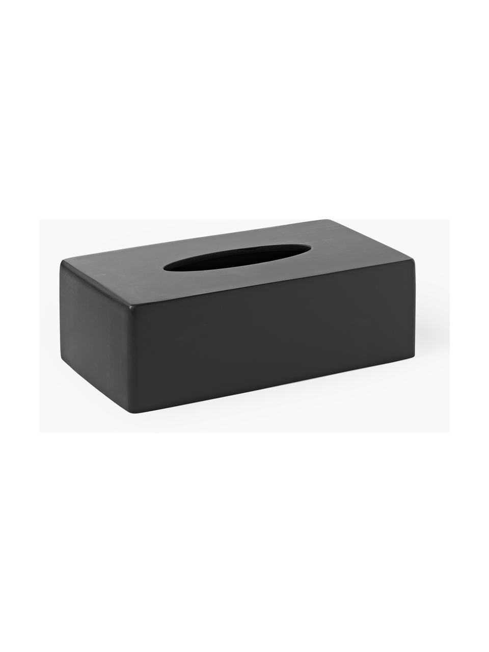 Krabička na kapesníky Kyle, Polyresin, Černá, Š 25 cm, H 14 cm