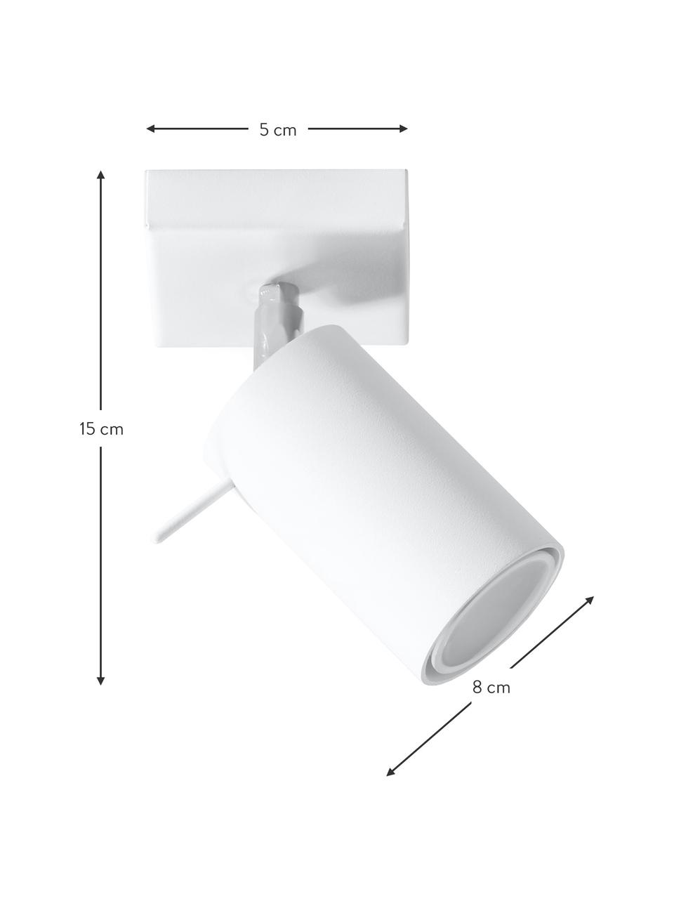 Verstelbare wand- en plafondspot Etna, Lampenkap: gelakt staal, Wit, B 8 x D 15 cm