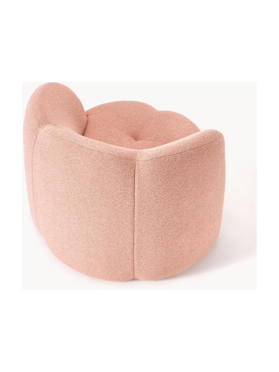 Fauteuil lounge en bouclette Fleur, Rose pâle, larg. 105 x prof. 95 cm