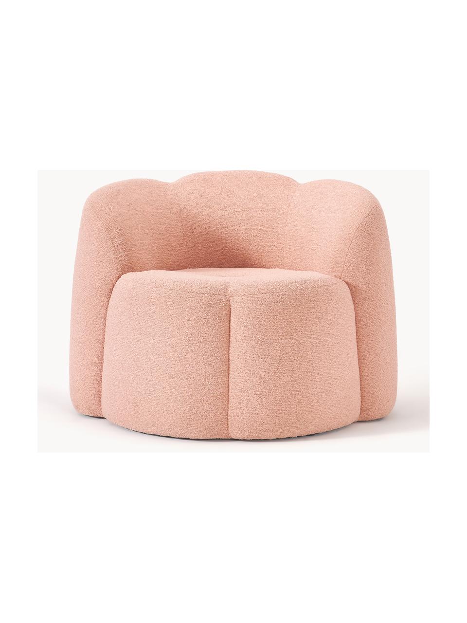 Fauteuil lounge en bouclette Fleur, Rose pâle, larg. 105 x prof. 95 cm