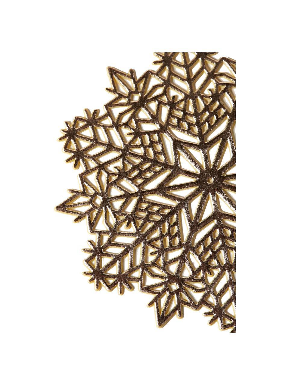 Placemats Snowflake, 6 stuks, Kunststof, Goudkleurig, Ø 10 x H 1 cm