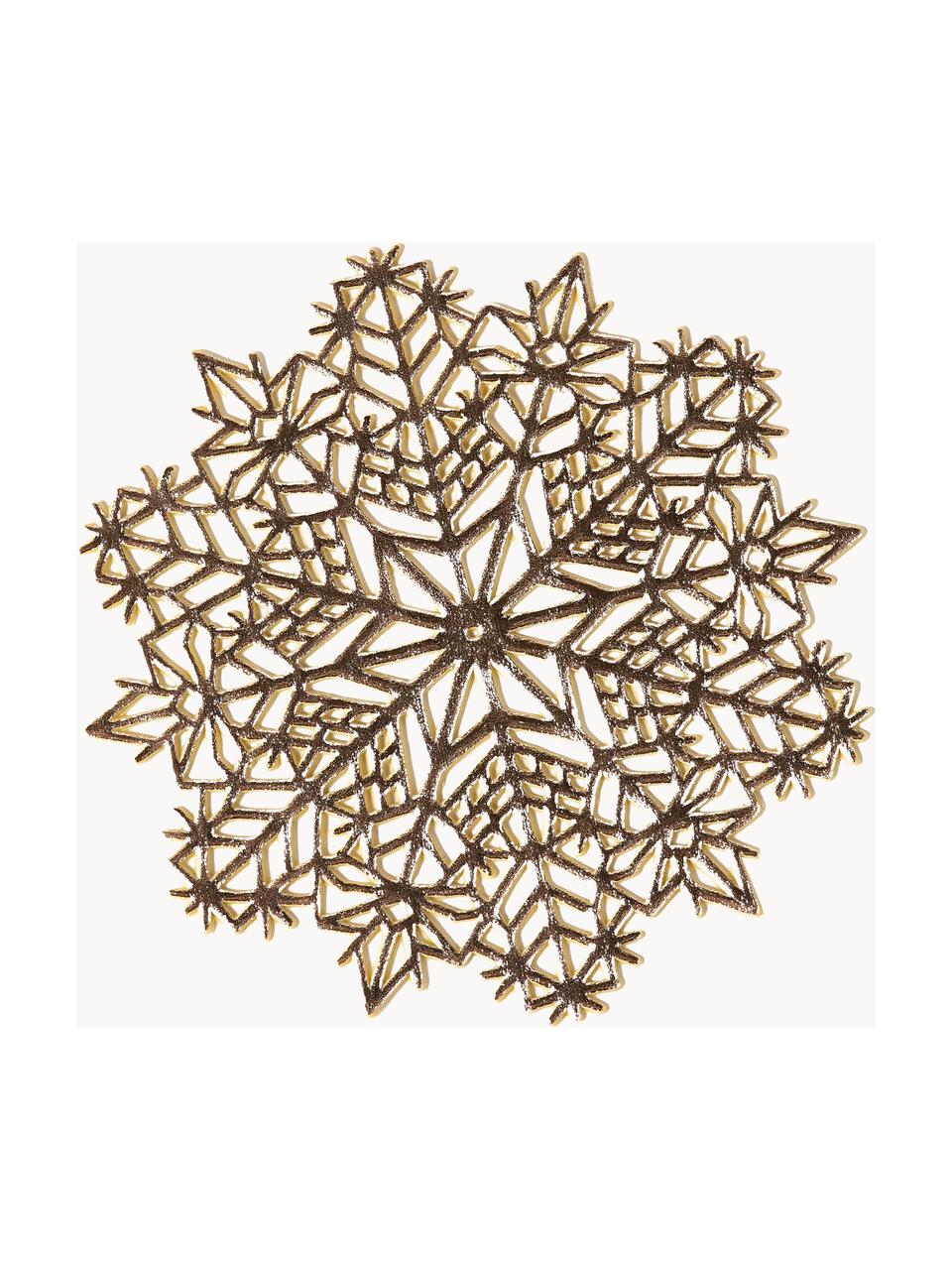 Manteles individuales Snowflake, 6 uds., Plástico, Dorado, Ø 10 x Al 1 cm