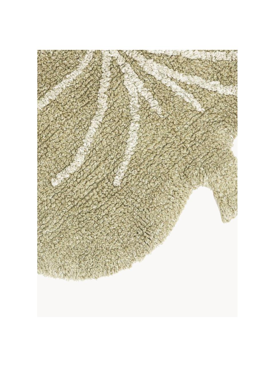 Ručne tkaný detský koberec s reliéfom Mini Monstera, Olivovozelená, lomená biela, Š 75 x D 100 cm (veľkosť XS)