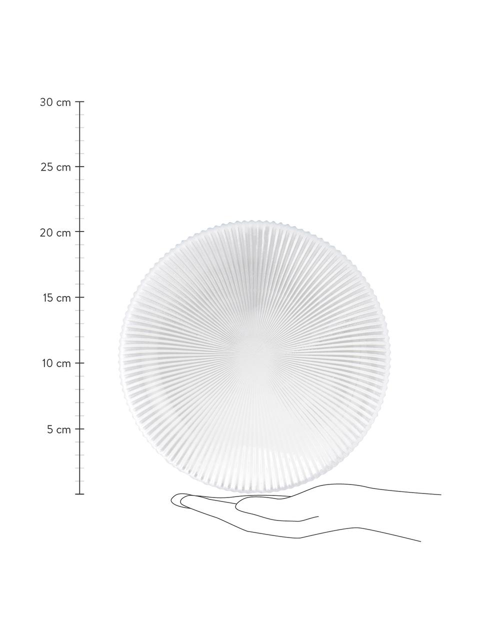 Frühstücksteller Nola aus Glas mit Rillenrelief, 2 Stück, Glas, Transparent, Ø 21 cm