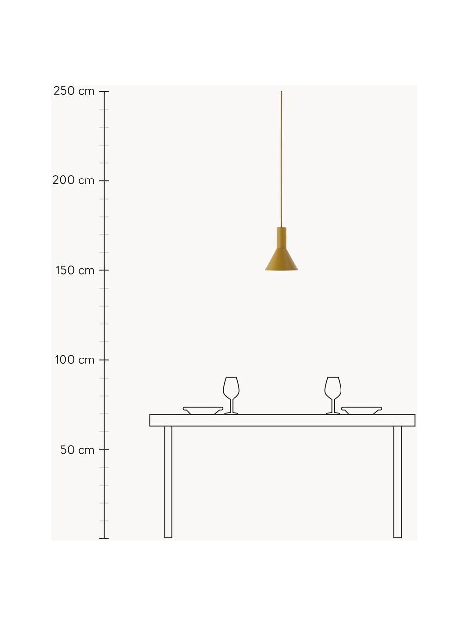 Lámpara de techo pequeña de diseño Lyss, Cable: cubierto en tela, Mostaza, Ø 18 x Al 23 cm