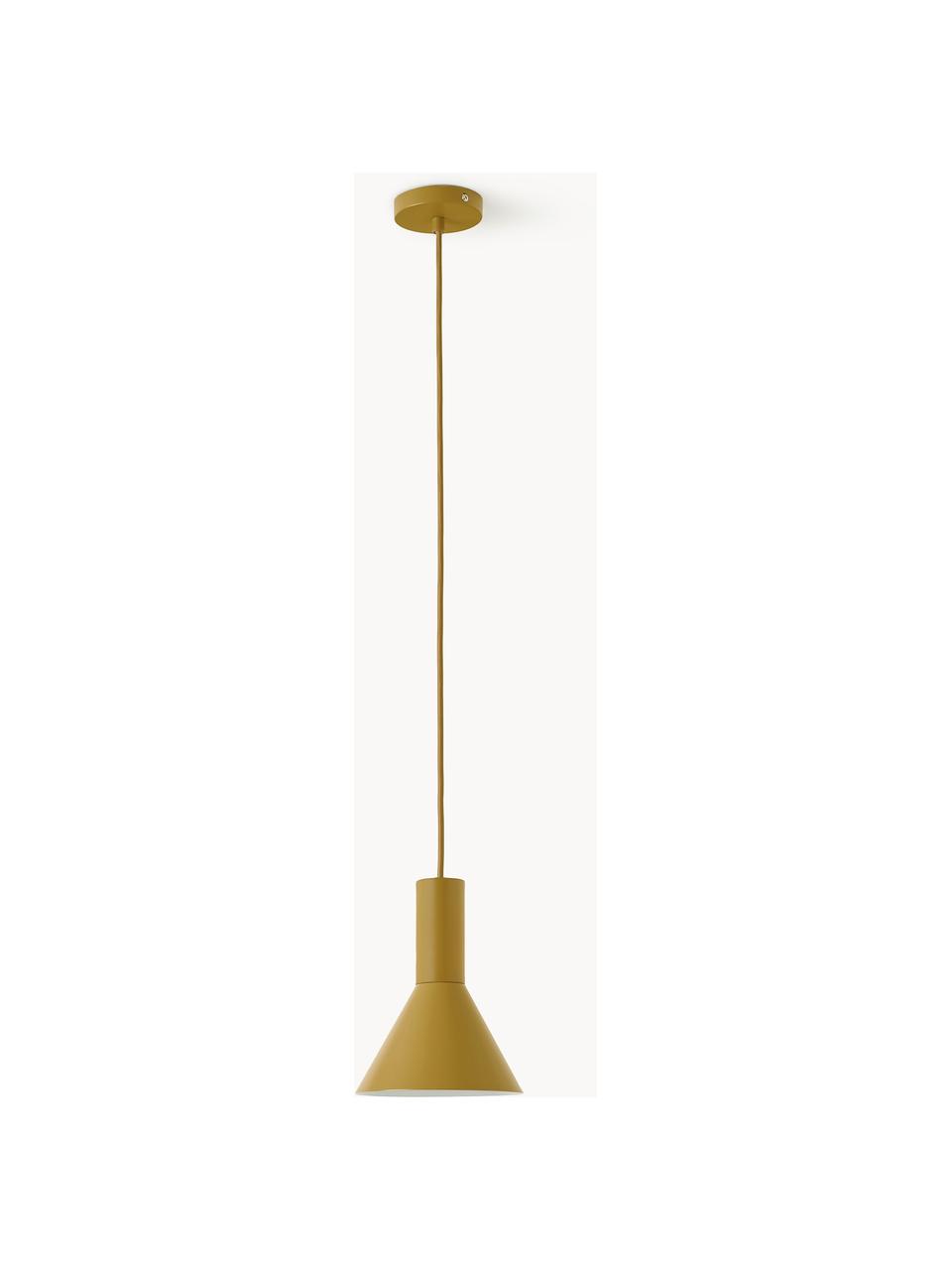 Lámpara de techo pequeña de diseño Lyss, Cable: cubierto en tela, Amarillo mostaza, Ø 18 x Al 23 cm