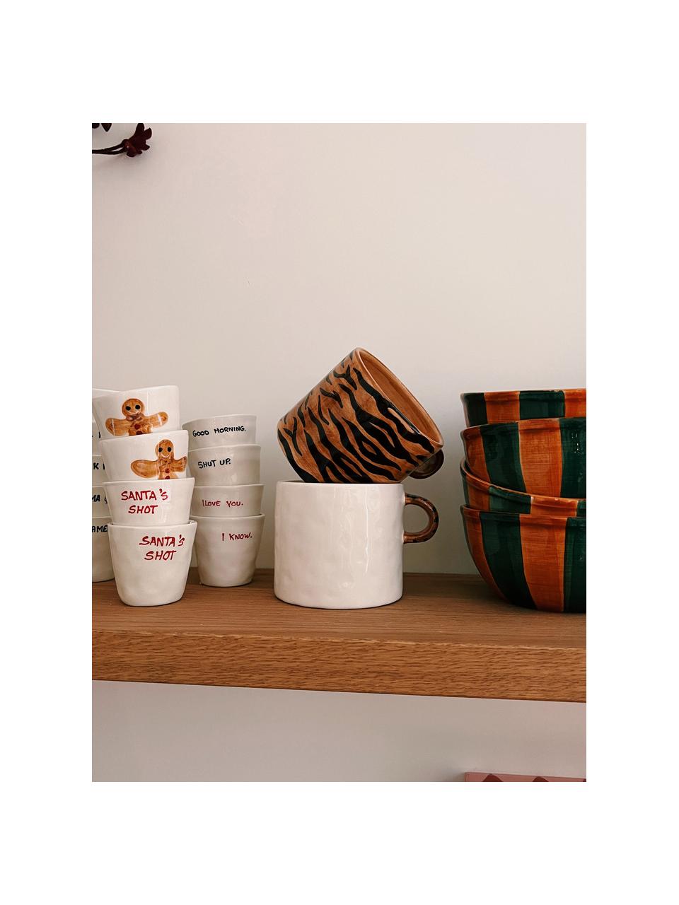 Ręcznie malowany kubek Tiger, Ceramika, Jasny brązowy, czarny, Ø 10 x W 9 cm, 500 ml