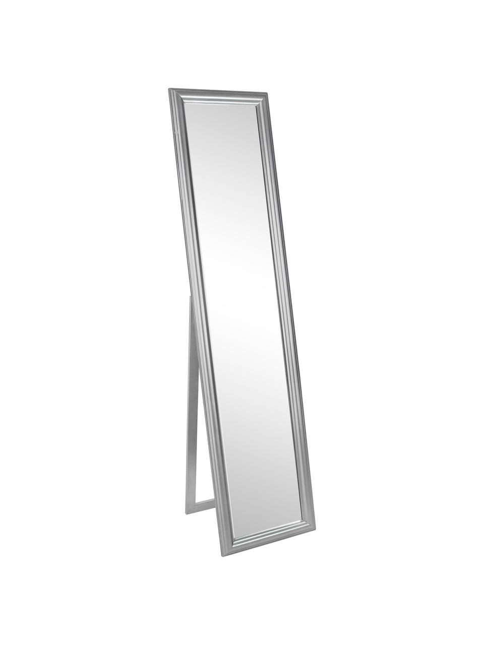 Eckiger Standspiegel Sanzio mit silbernem Paulowniaholzrahmen, Rahmen: Paulowniaholz, beschichte, Spiegelfläche: Spiegelglas, Silberfarben, B 40 x H 170 cm