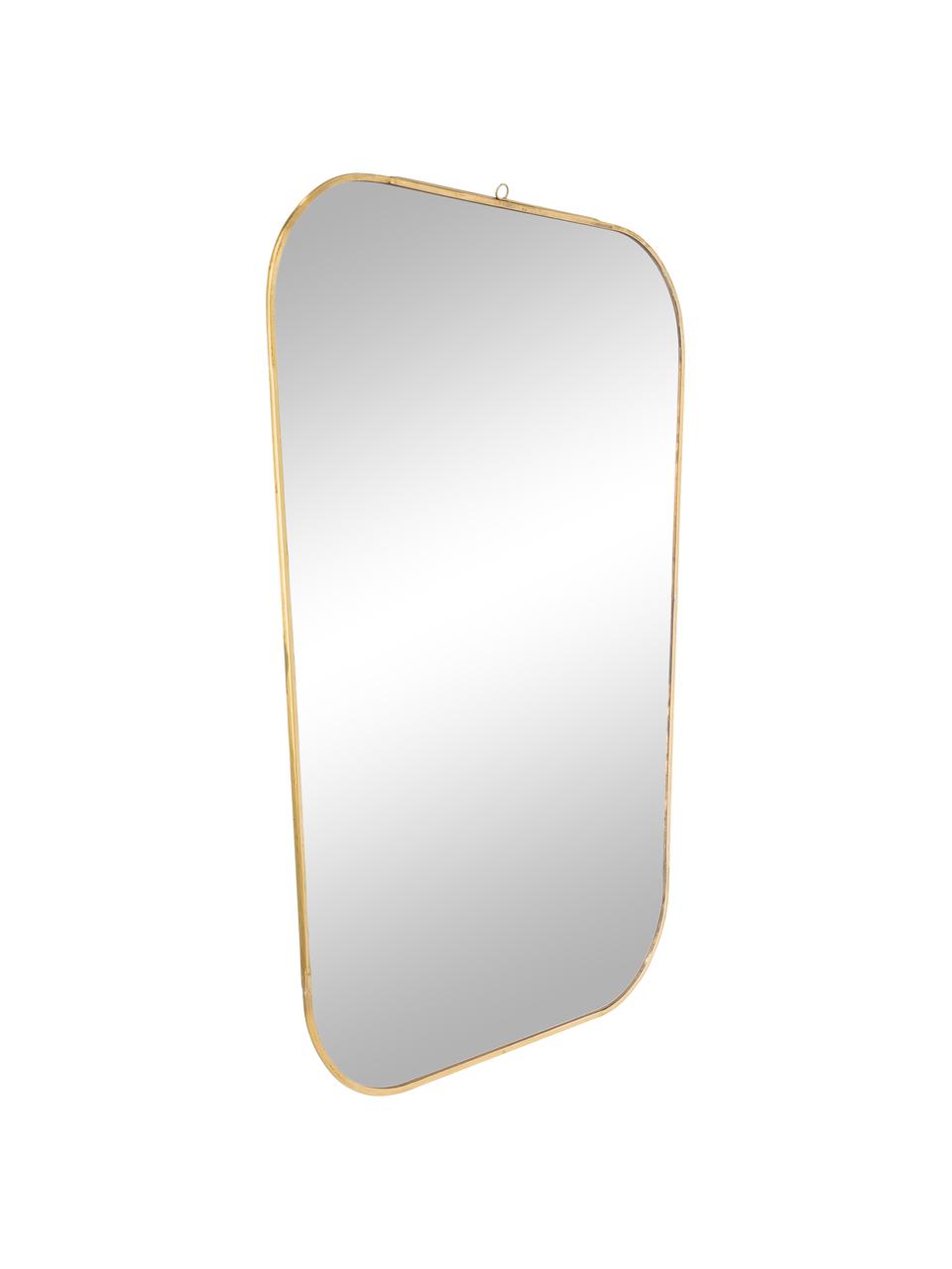 Specchio da parete con cornice dorata Rounded, Cornice: ferro verniciato finitura, Superficie dello specchio: vetro a specchio, Dorato, Larg. 35 x Alt. 51 cm