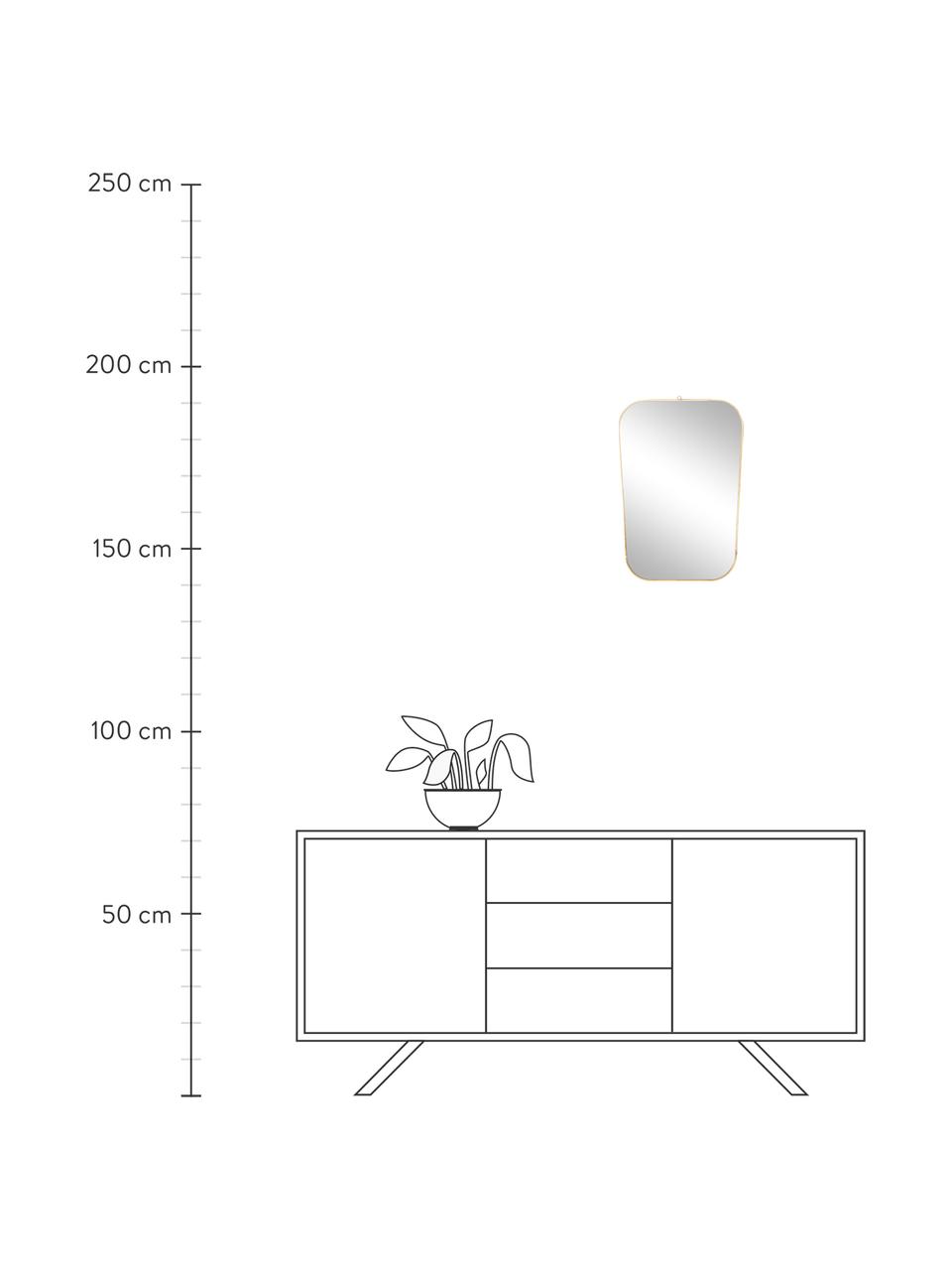 Eckiger Wandspiegel Rounded mit Goldrahmen, Rahmen: Eisen lackiert, Antik-Fin, Spiegelfläche: Spiegelglas, Goldfarben, 35 x 51 cm