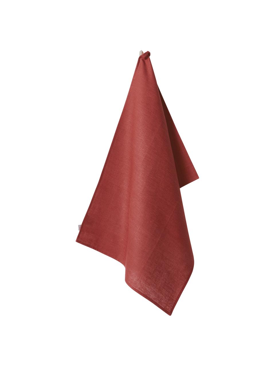 Ręcznik kuchenny z lnu Heddie, 100% len, Czerwony, S 50 x D 70 cm