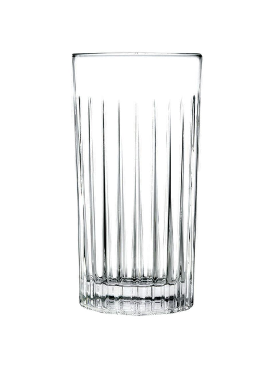 Kristallen glazen Timeless met groefreliëf, set van 18, Luxion kristalglas, Transparant, Set in verschillende formaten