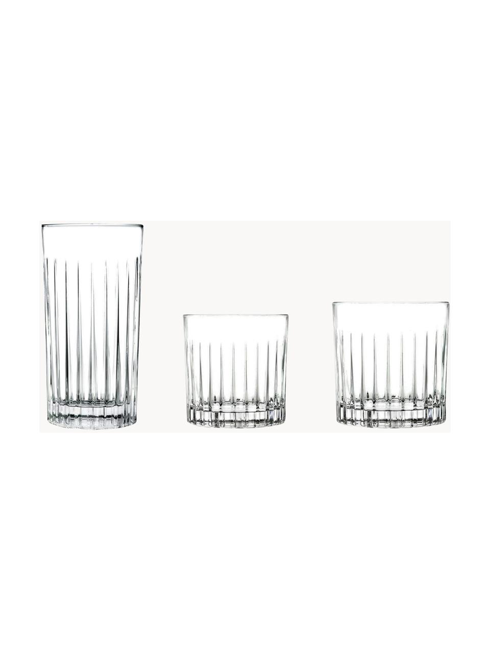 Kristall-Gläser Timeless mit Rillenrelief, 18er-Set, Luxion-Kristallglas, Transparent, Set mit verschiedenen Größen