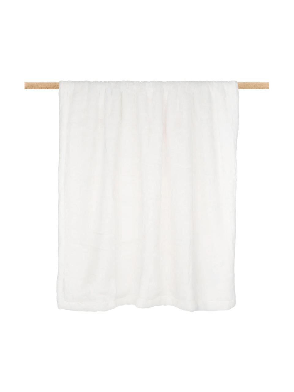 Kuscheldecke Mette aus Kunstfell in Weiß, Vorderseite: 100% Polyester, Rückseite: 100% Polyester, Weiß, 150 x 200 cm