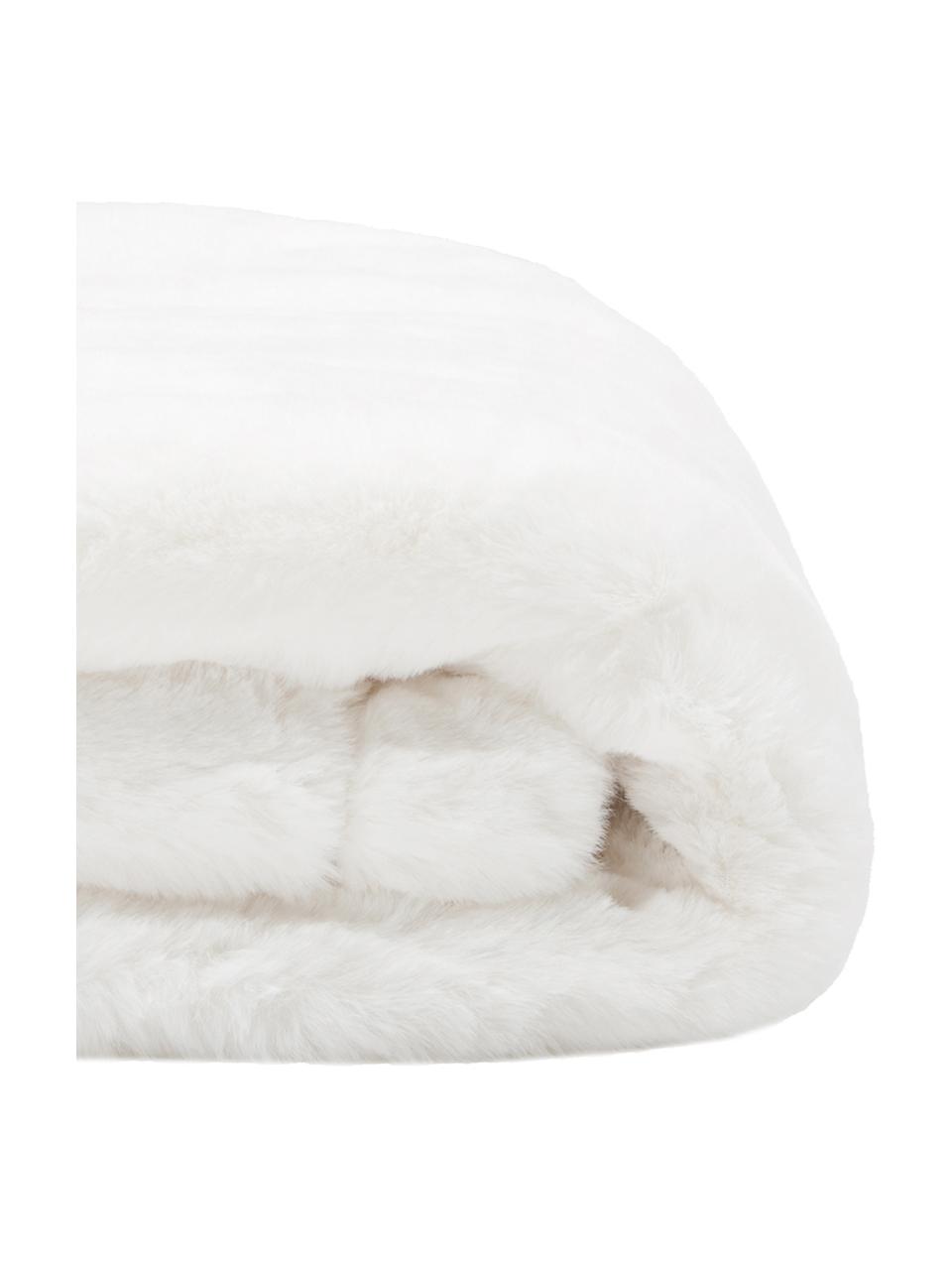 Manta de peluche Mette, Parte delantera: 100% poliéster, Parte trasera: 100% poliéster El materia, Blanco, An 150 x L 200 cm
