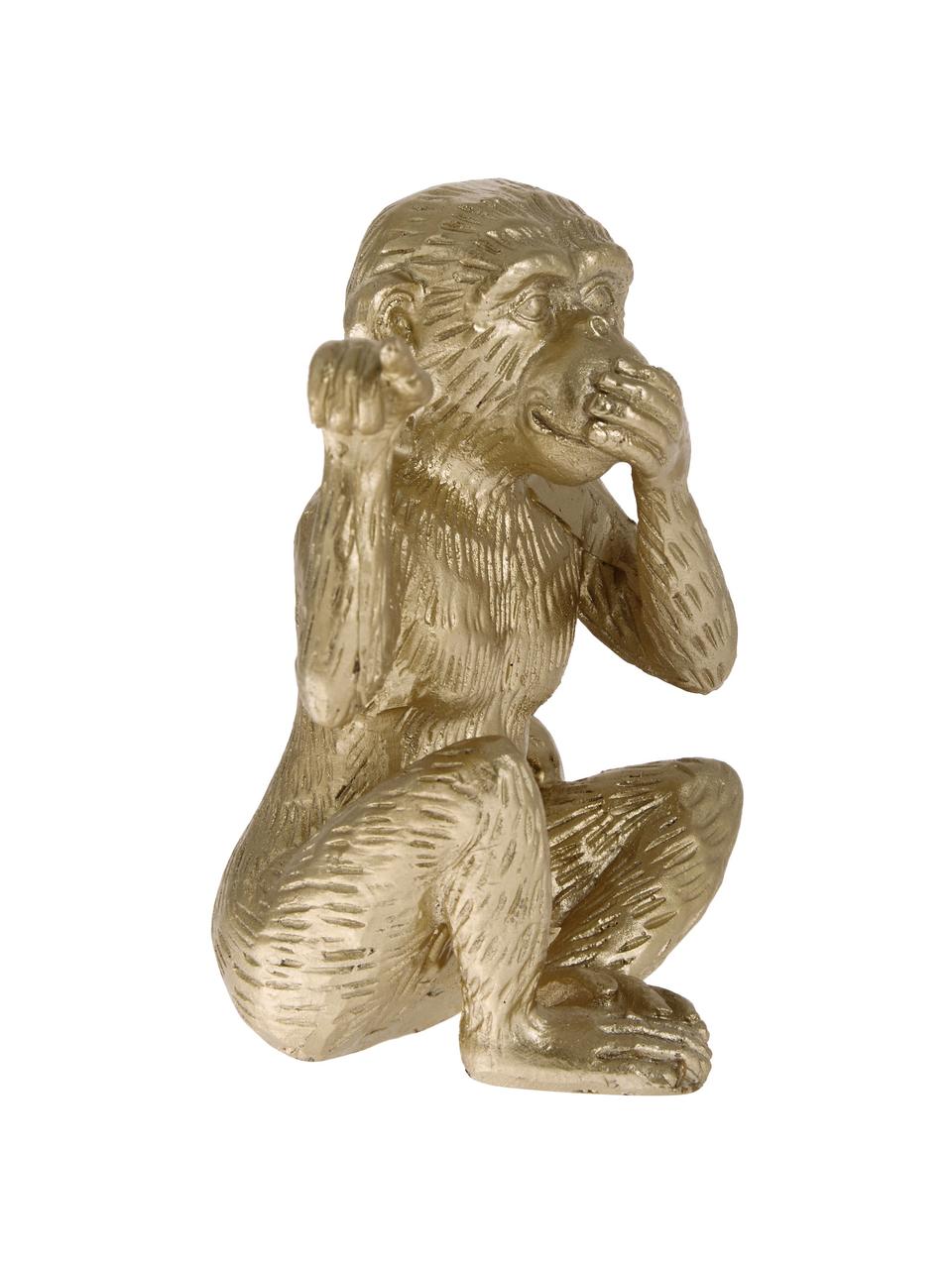 Dekoracja Monkey, Poliresing, Odcienie złotego, S 14 x W 15 cm