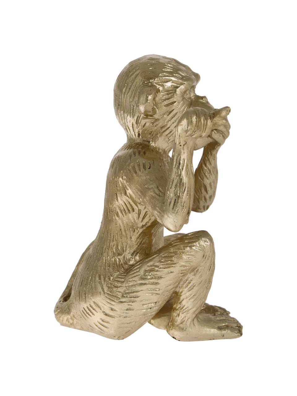 Objet décoratif Monkey, Polyrésine, Couleur dorée, larg. 14 x haut. 15 cm