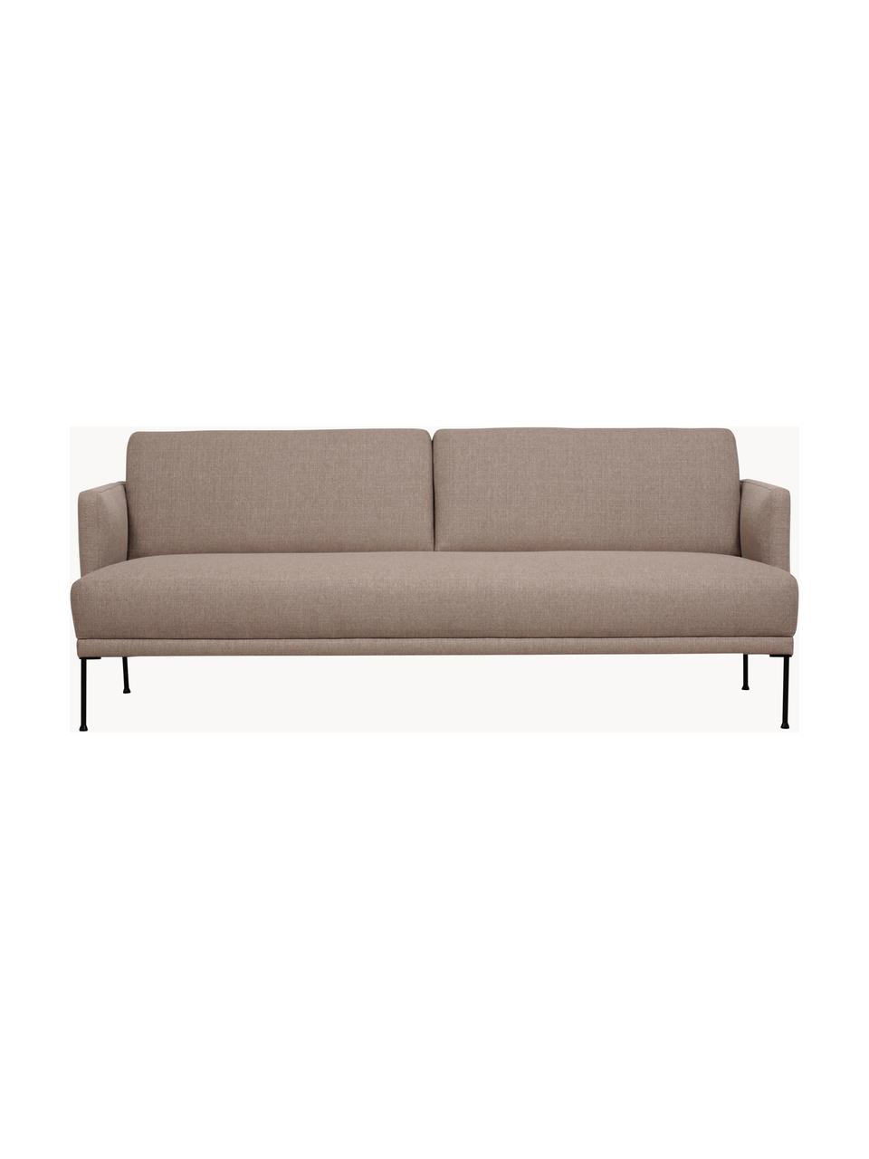 Bank Fluente (3-zits), Bekleding: 100% polyester, Frame: massief grenenhout, FSC-g, Poten: metaal, gepoedercoat, Geweven stof taupe, B 196 x D 85 cm