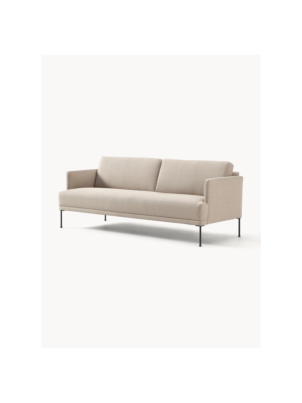 Sofa Fluente (3-osobowa), Tapicerka: 100% poliester Dzięki tka, Stelaż: lite drewno sosnowe, Nogi: metal malowany proszkowo , Beżowa tkanina, S 196 x G 85 cm