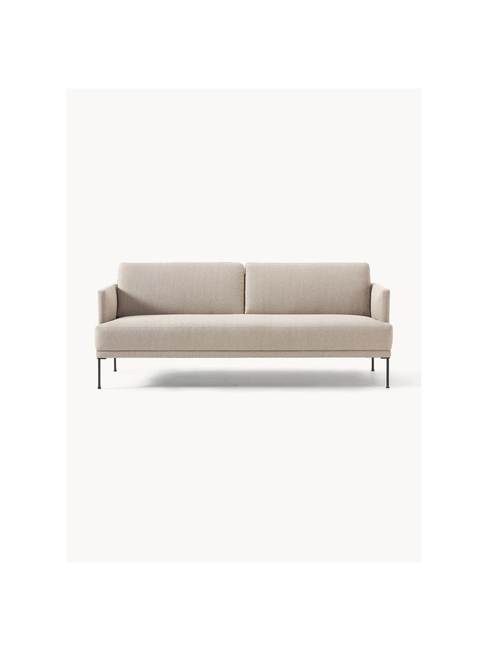 Sofa Fluente (3-osobowa), Tapicerka: 100% poliester Dzięki tka, Stelaż: lite drewno sosnowe, Nogi: metal malowany proszkowo , Beżowa tkanina, S 196 x G 85 cm