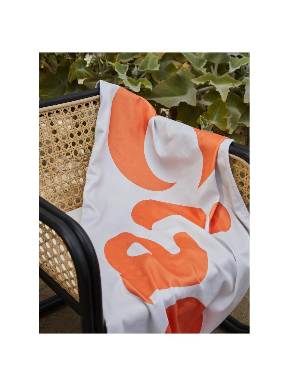 Leichtes Strandtuch Ciao mit Schriftzug, 55% Polyester, 45% Baumwolle Sehr leichte Qualität, 340 g/m², Weiß, Orange, 70 x 150 cm