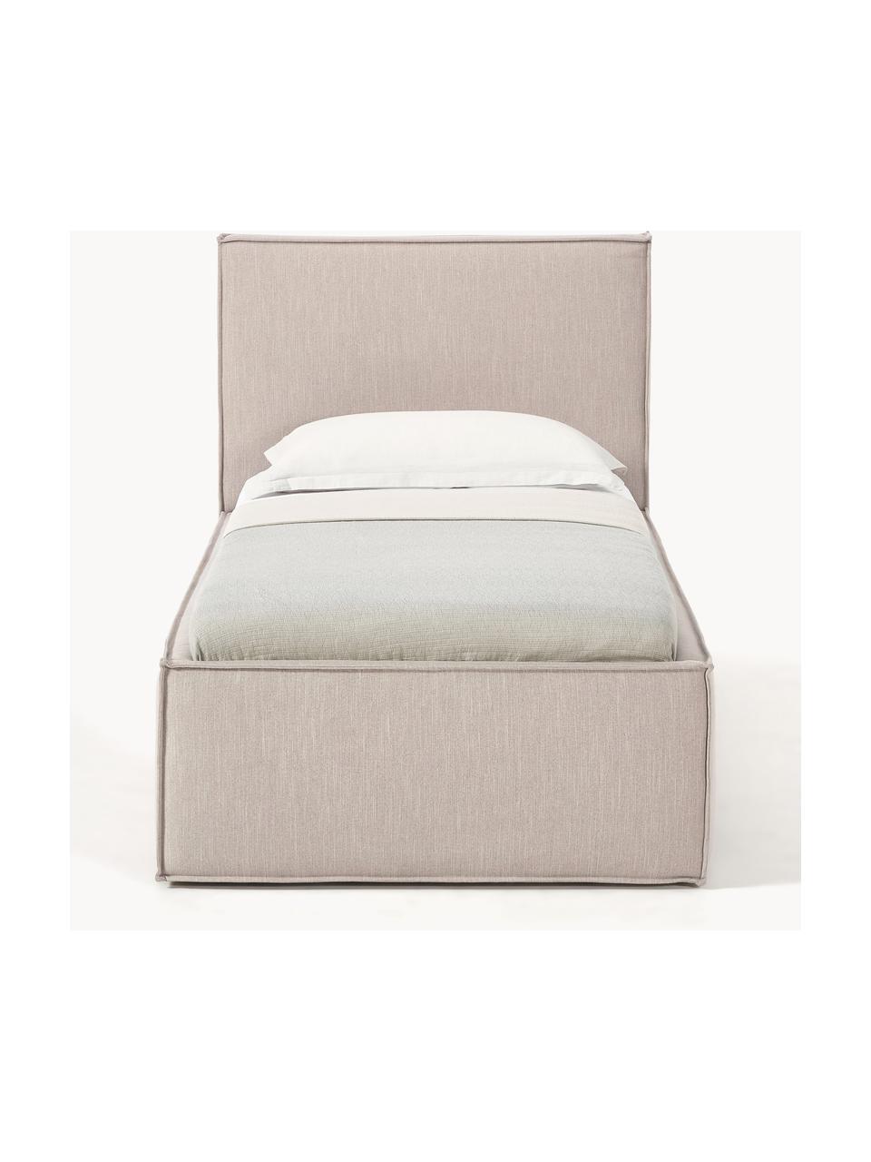 Letto singolo con contenitore Dream, Rivestimento: poliestere (tessuto testu, Tessuto beige, Larg. 90 x Lung. 200 cm