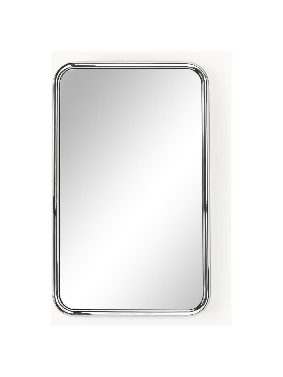 Specchio rettangolare da parete Blake, Struttura: acciaio inossidabile, Superficie dello specchio: lastra di vetro, Retro: pannello di fibra a media, Argentato, Larg. 50 x Alt. 80 cm