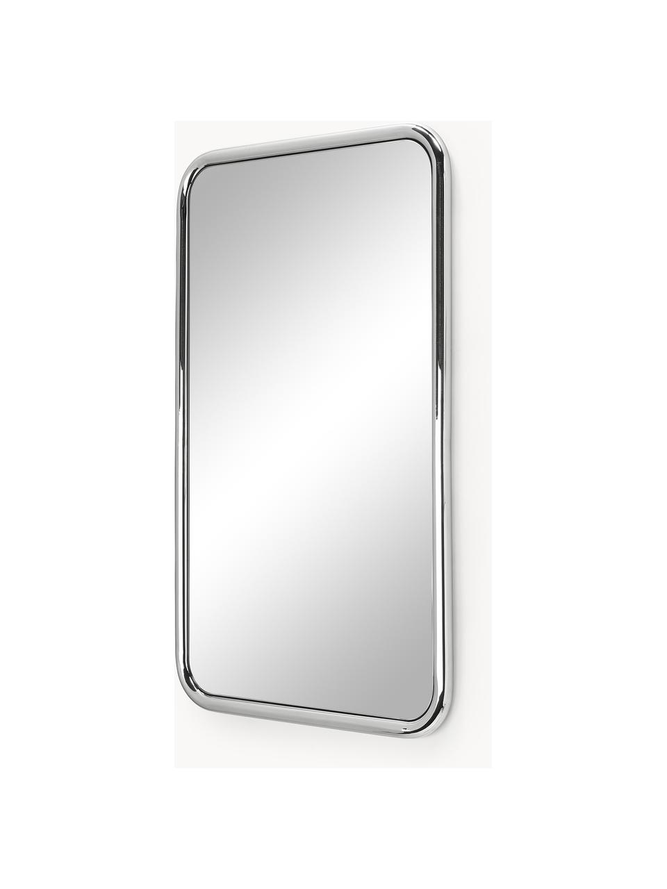 Specchio rettangolare da parete Blake, Struttura: acciaio inossidabile, Superficie dello specchio: lastra di vetro, Retro: pannello di fibra a media, Argentato, Larg. 50 x Alt. 80 cm