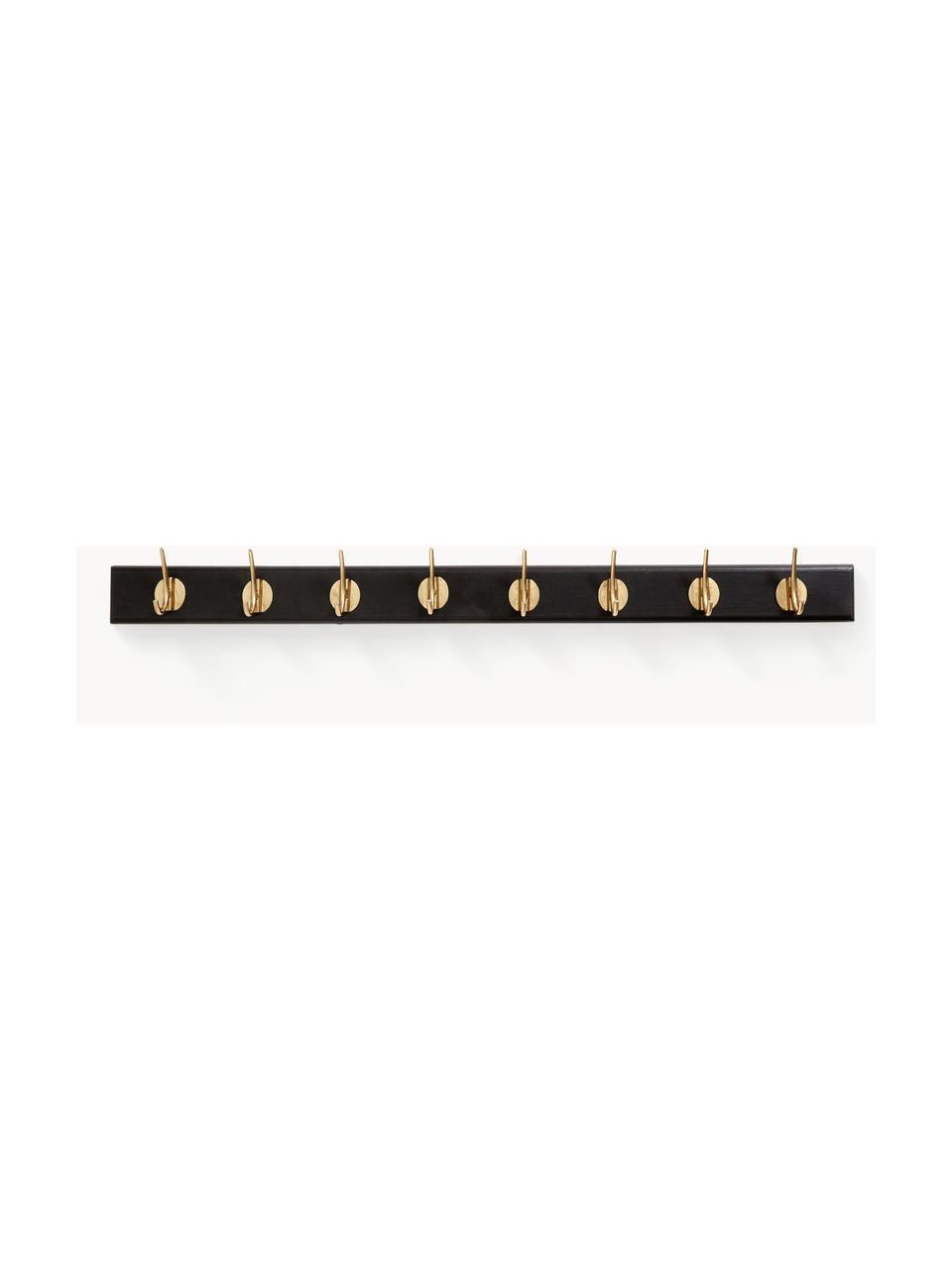 Perchero de pared de madera Edgy, Barra: tablero de fibras de dens, Negro, latón, An 90 cm