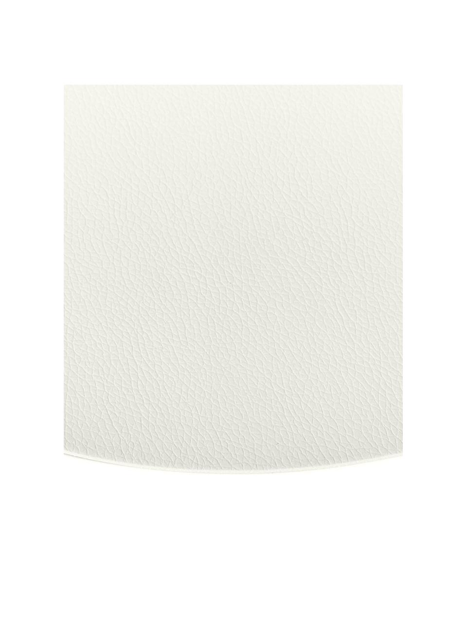 Ronde kunstleren placemats Pik, 2 stuks, Kunstleer (PVC), Wit, Ø 38 cm
