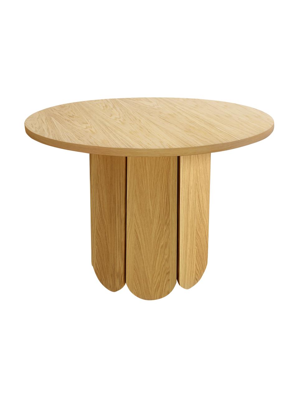 Okrągły stół do jadalni z fornirem z drewna dębowego Soft, Płyta pilśniowa średniej gęstości (MDF) z fornirem z drewna dębowego z certyfikatem FSC, Jasne drewno naturalne, Ø 98 x W 74 cm