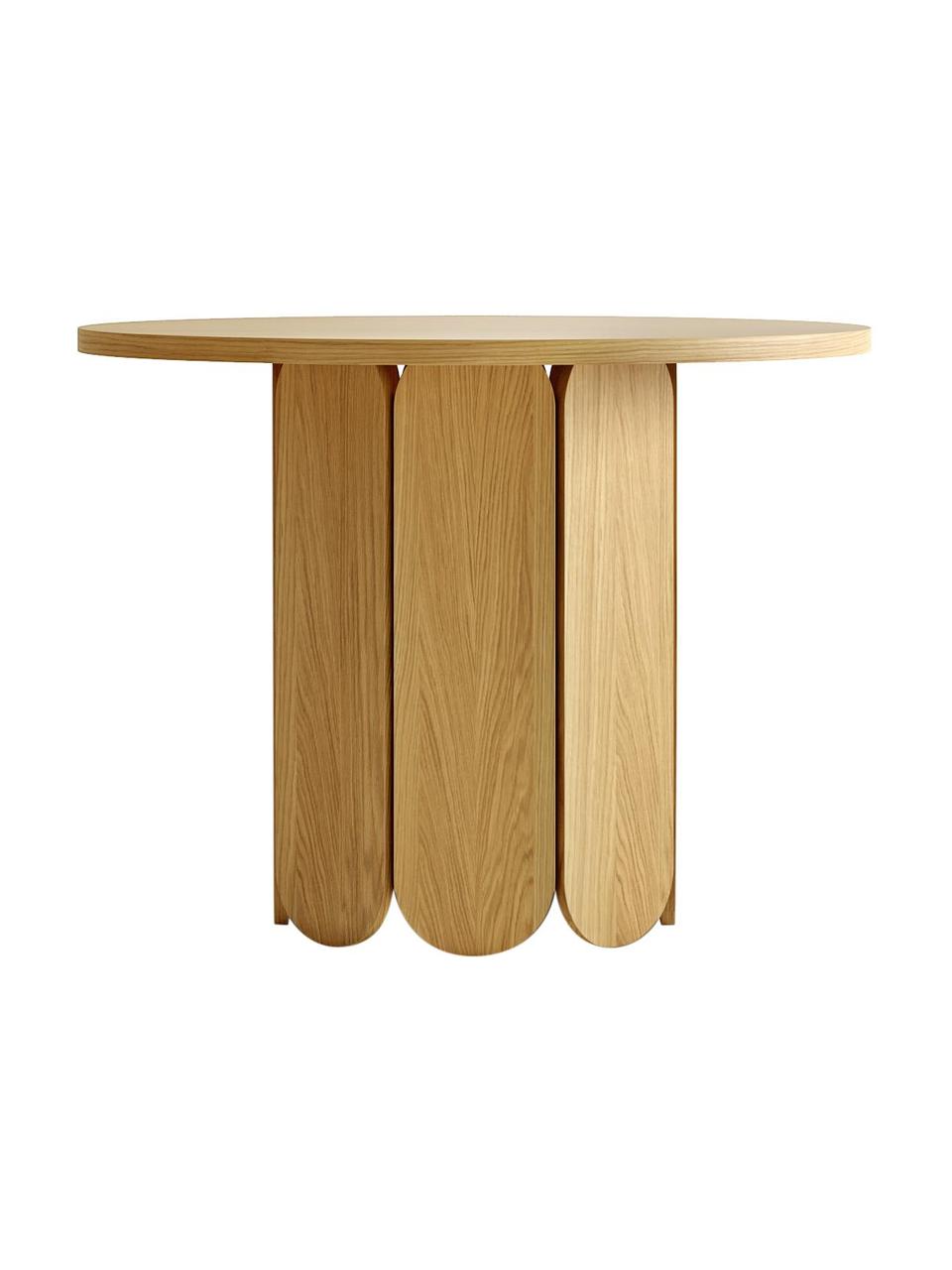 Table ronde placage en bois de chêne Soft, Ø 98 cm, MDF (panneau en fibres de bois à densité moyenne) avec placage en bois de chêne, certifié FSC®, Bois clair, Ø 98 x haut. 74 cm