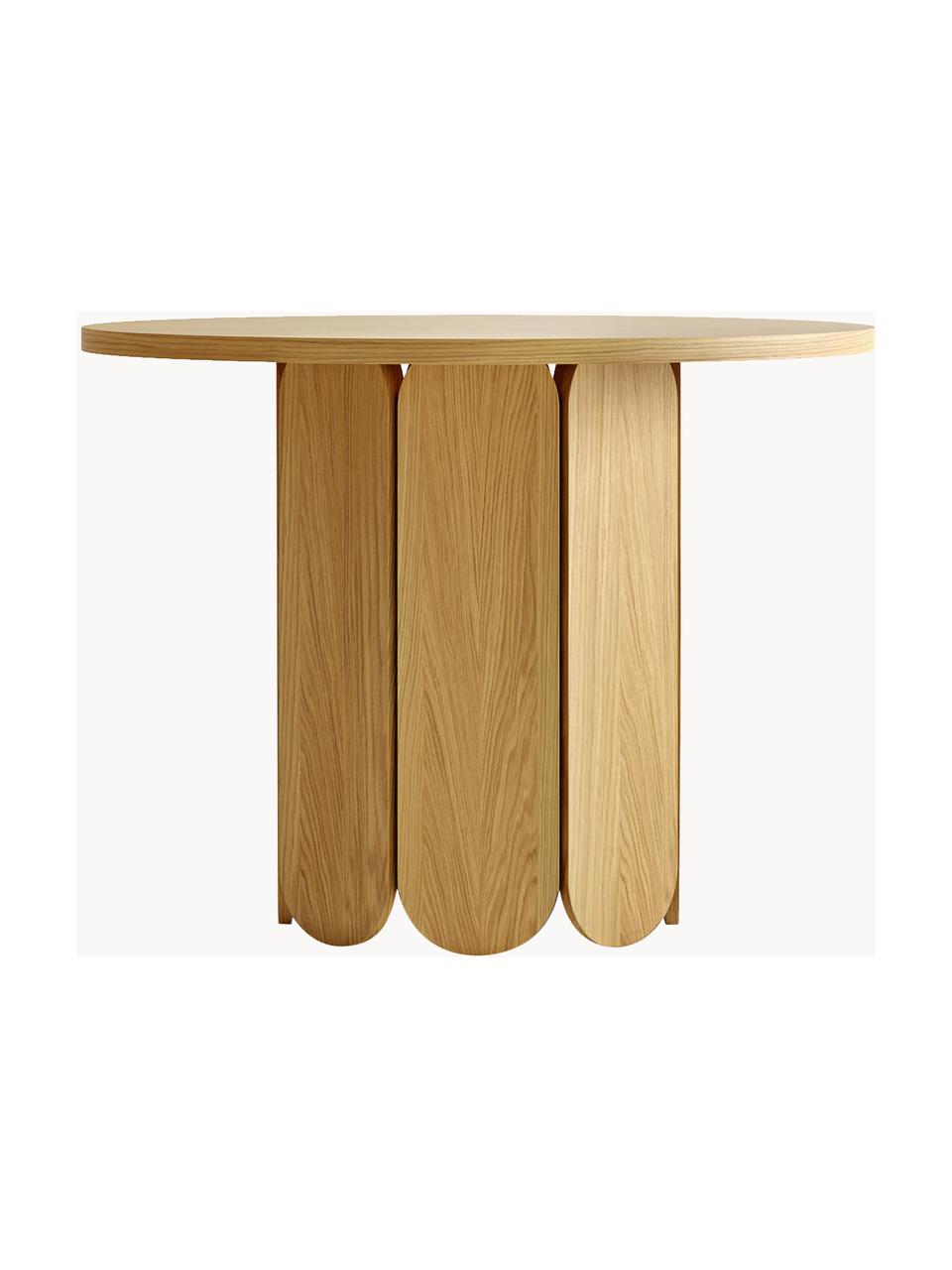 Table ronde placage en bois de chêne Soft, Ø 98 cm, MDF (panneau en fibres de bois à densité moyenne) avec placage en bois de chêne, certifié FSC®, Bois clair, Ø 98 x haut. 74 cm