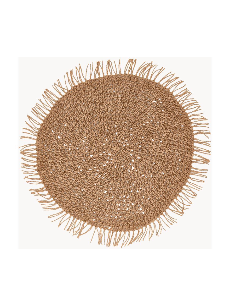 Sets de table ronds en fibres Tressine, 6 pièces, Fibres de papier tressées, Beige, Ø 38 cm