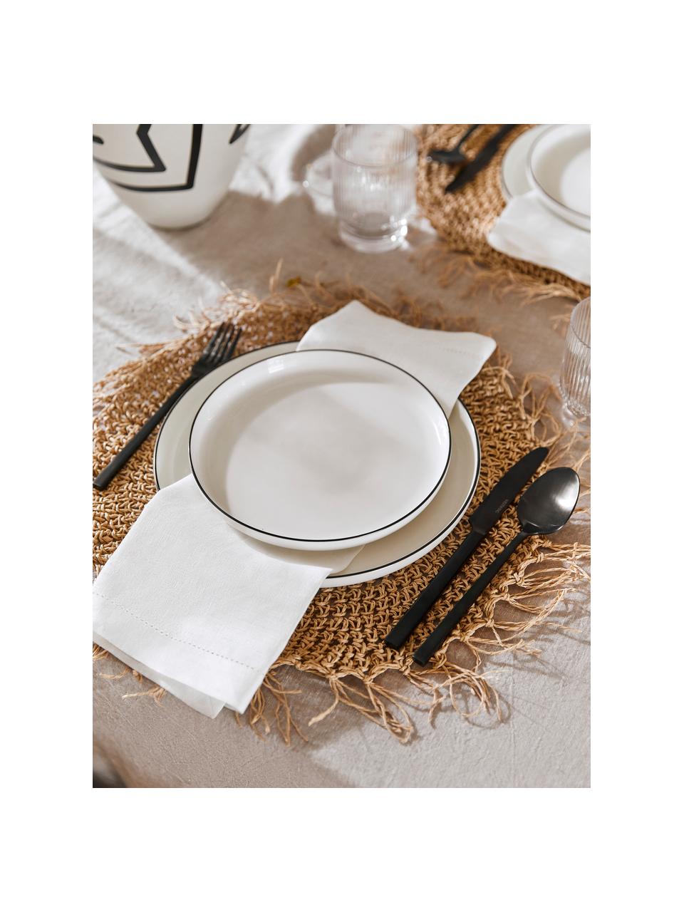 Sets de table ronds en fibres Tressine, 6 pièces, Fibres de papier tressées, Beige, Ø 38 cm