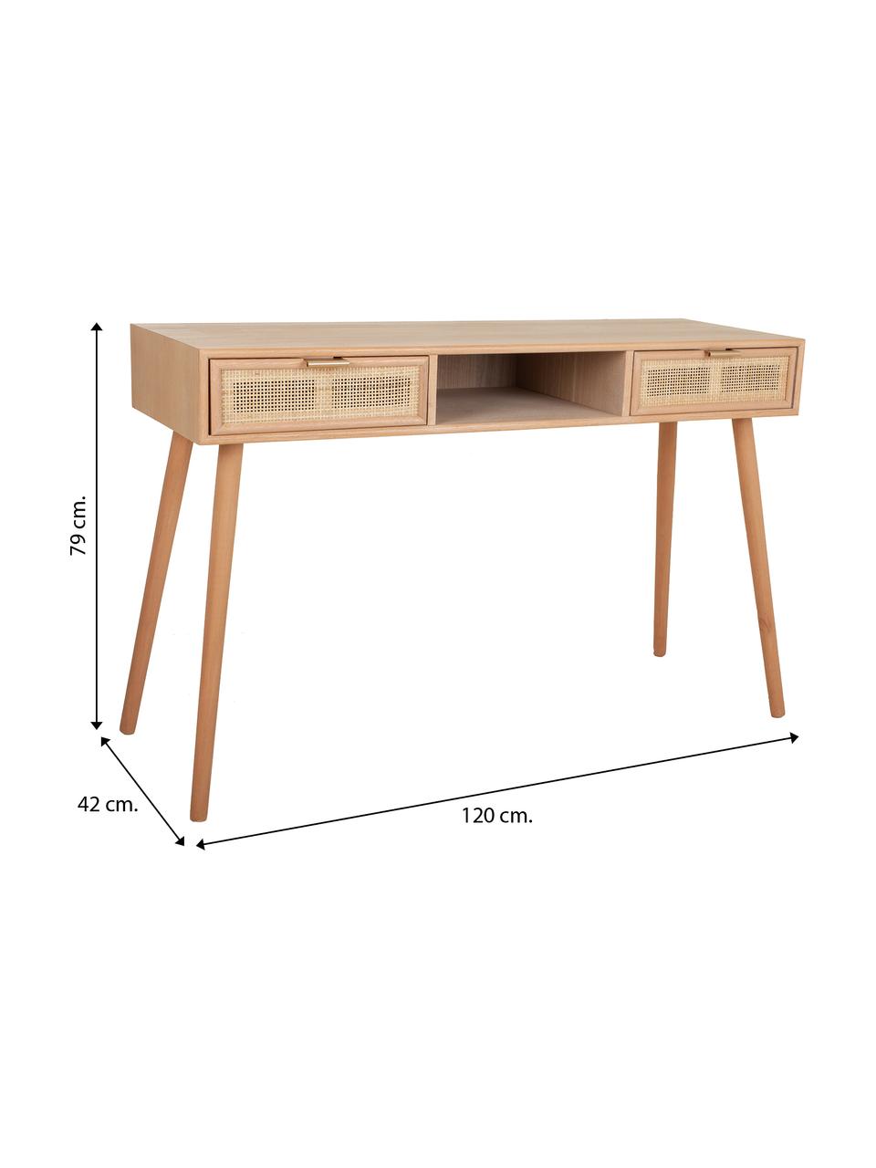 Console rustique Cayetana, Bois clair, larg. 120 x haut. 76 cm