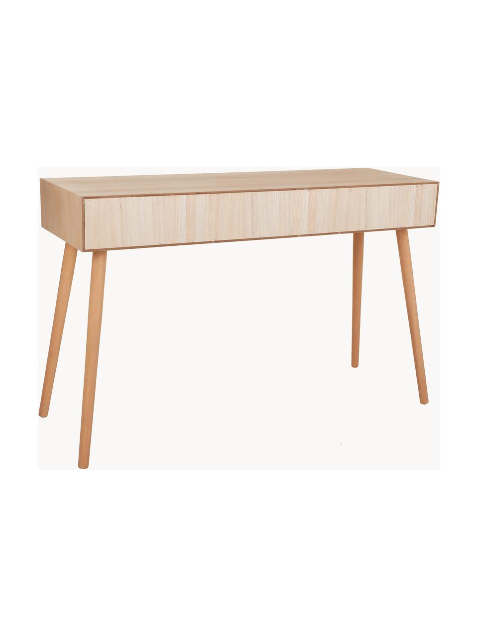 Bureau Cayetana van hout, Frame: gefineerd MDF, Handvatten: metaal, Poten: gelakt bamboehout, Bruin, hout, B 120 cm x H 76 cm