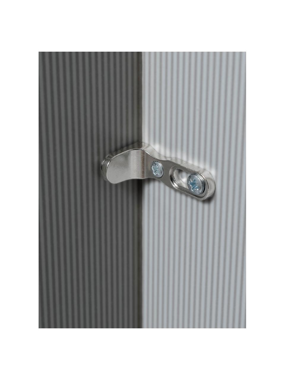 Schwebetürenschrank Monaco, 3-türig, Korpus: Holzwerkstoff, foliert, Leisten: Metall, beschichtet, Hellbeige, B 279 x H 217 cm