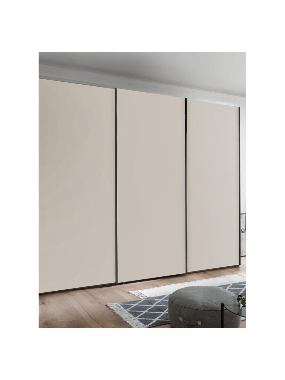 Schwebetürenschrank Monaco, 3-türig, Korpus: Holzwerkstoff, foliert, Leisten: Metall, beschichtet, Beige, B 279 x H 217 cm