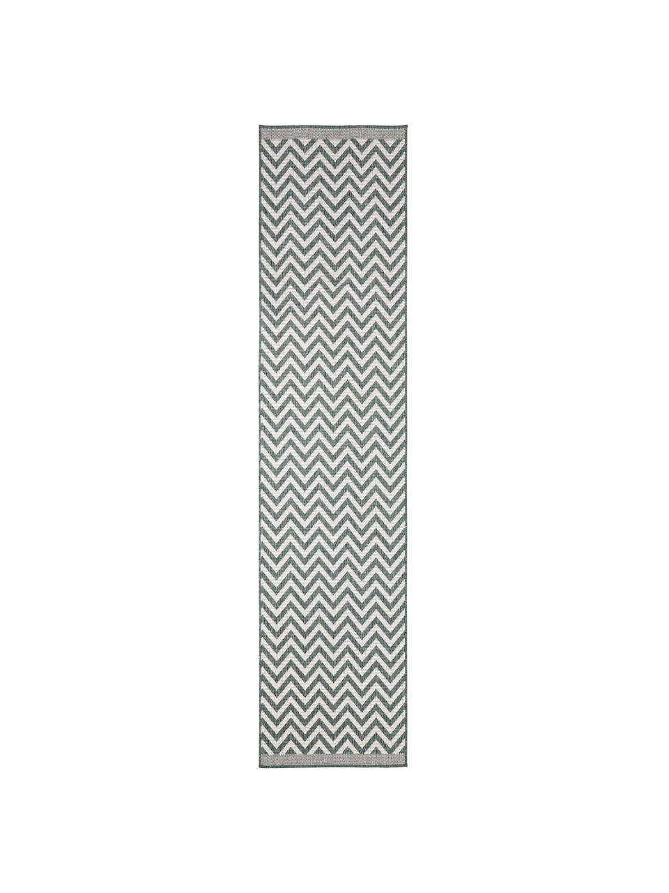 In- & Outdoor-Läufer Palma mit Zickzack-Muster, beidseitig verwendbar, Grün, Creme, 80 x 350 cm