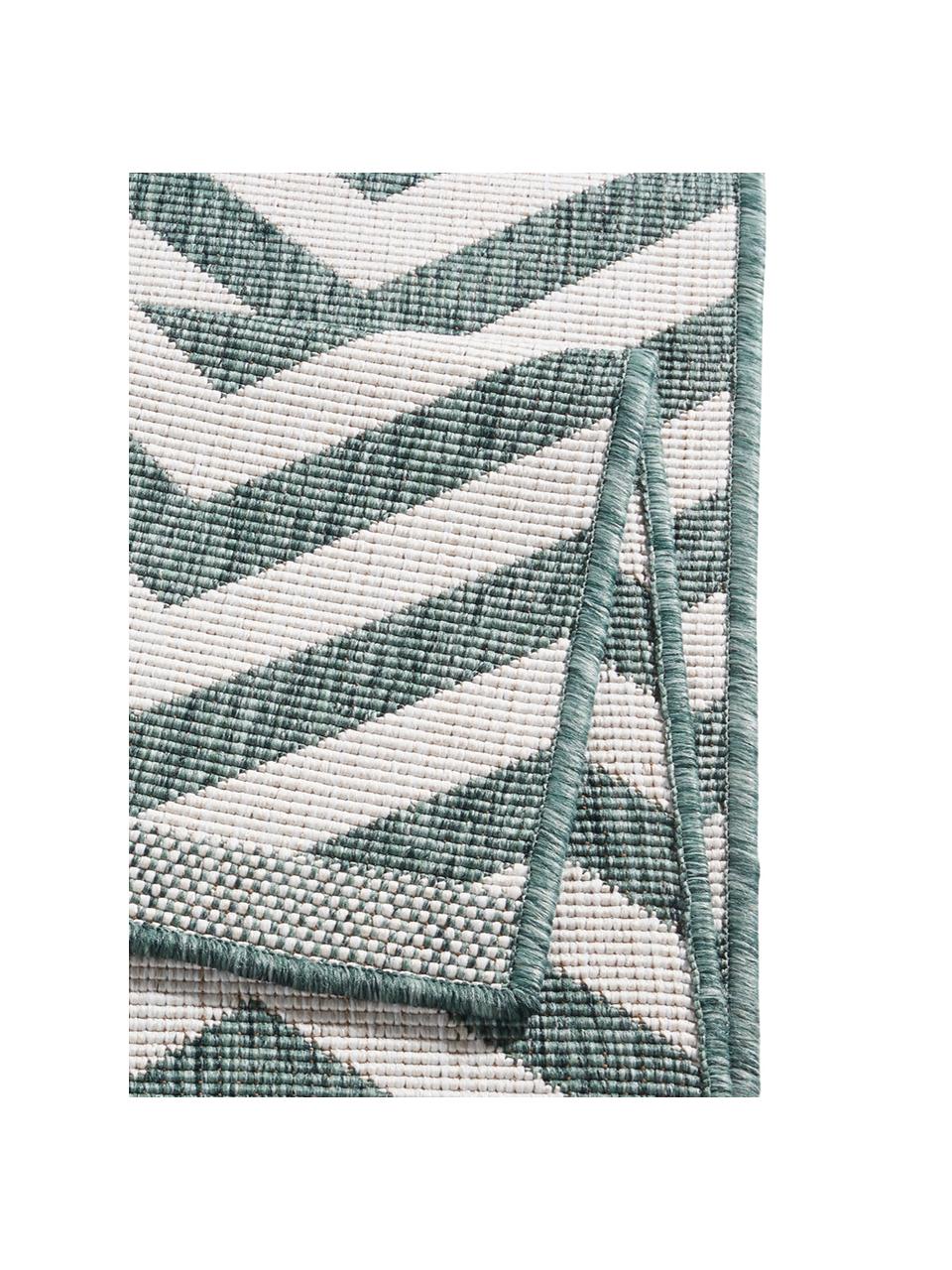 Tapis intérieur extérieur réversible, imprimé zigzag Palma, Vert, crème