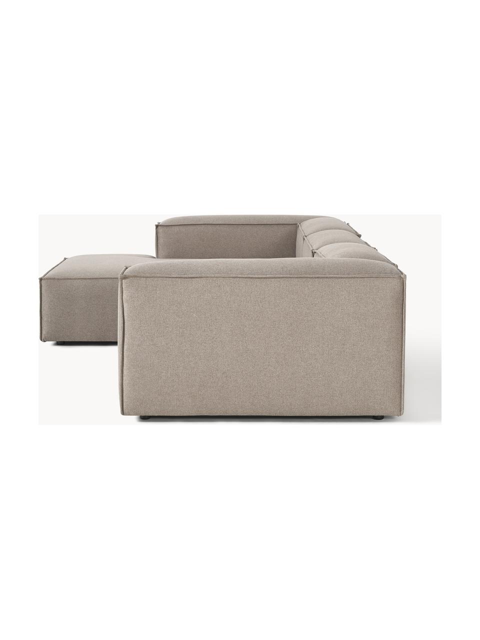 Modulares Ecksofa Lennon, Bezug: 100 % Polyester Der strap, Gestell: Massives Kiefernholz, Spe, Füße: Kunststoff Dieses Produkt, Webstoff Taupe, B 327 x T 180 cm, Eckteil links