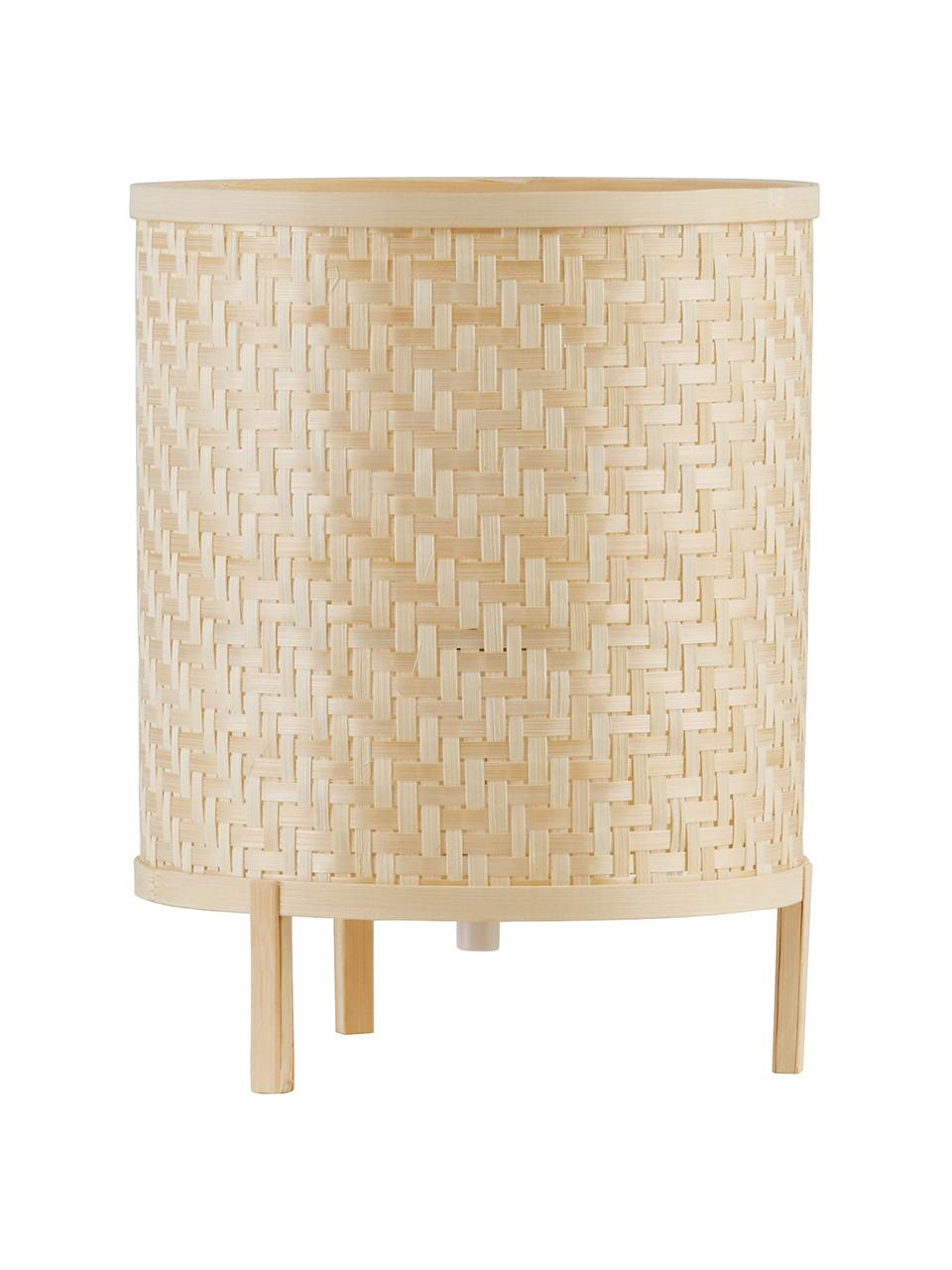 Lampada da comodino in bambù Trinidad, Paralume: intreccio di bambù, Base della lampada: bambù, Marrone, Ø 19 x Alt. 25 cm